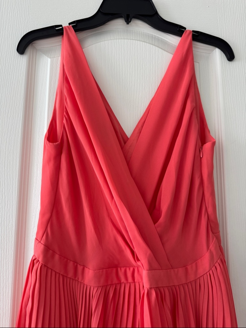 Mango Coral V-Neck Pleated Maxi Dress - Picture 3 of 4